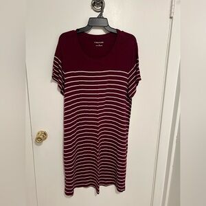 Maurice’s burgundy and white striped tee shirt dress 2X
